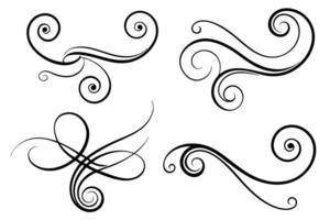 A set of four swirls and swirls vector