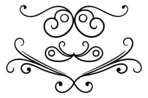A black and white drawing of a scroll design vector