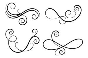 A set of four different swirls Fancy line flourish vector