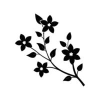 A black and white illustration of a branch with flowers vector