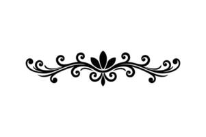A black and white logo with a scroll design vector
