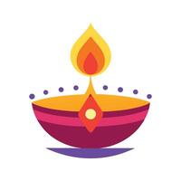 A colorful diya lamp with a yellow flame vector