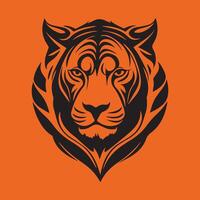 Artistically designed tiger logo in black silhouette style vector