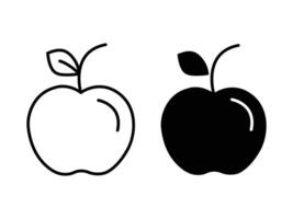 Apple icon set collection. Apple fruit, silhouette, icon set in outline icon. Apple symbols design for logo, app, website. Apple silhouette and outline. vector