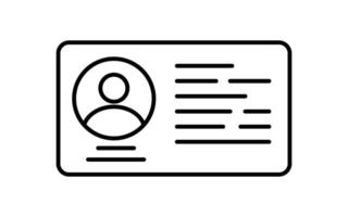 ID Card icon. Identification card outline icon. Driver's license Identification card symbol. Identification card icon. ID Tag Icon for web design isolated on white background. vector