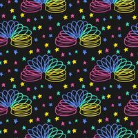 Vintage seamless pattern with neon toy from 90s. Rretro rainbow spring. Retro concept. Ideal for kids textile, stationary, wrapping paper vector
