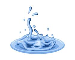 Flat water splashes in realistic hand drawn style. Splashes of water or other liquid. Waves and drops movement. vector
