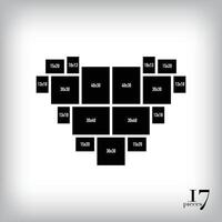 Filmstrip template composition collage heart template for photos in moderation 17. design and grid for photos. Simple trendy geometric design on white background vector