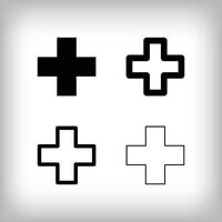 Simple plus icon set. 4 Different thicknesses and flat plus design. Healthcare and clinic icon. vector