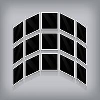 Filmstrip template composition collage template for perspective form photos. design and grid for photos. Simple trendy geometric design on white background vector