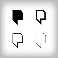Simple square speech bubble icon set. 4 Different thickness and flat speech bubble designs. Communication and chat icon. vector