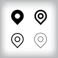 Simple location icon set. 4 Different thickness and flat pin designs. Travel and pointer icon. vector