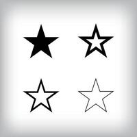 Simple star icon set. 4 Different thickness and flat star designs. Rating and success icon. vector