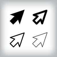 Simple click arrow icon set. 4 Different thicknesses and arrow designs. Digital target and application icon. vector