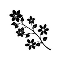 A black and white illustration of a branch with flowers vector