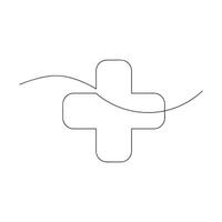 Cross in one continuous line. One line drawing, minimalism. vector