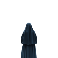 Person in a long dark cloak with their back turned, representing mystery, isolated on a transparent background png