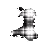 A dotted map of wales in black and white vector