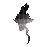 Myanmar map dotted with dots on white background vector