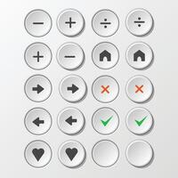 Monochrome Buttons in Neomorphism Style. Minimal 3D Circle Shapes vector