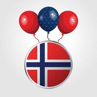 Celebration Norway National Flag With Balloons vector
