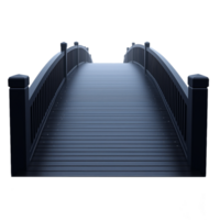 A serene view of a modern black metal bridge with handrails and a clear pathway over a transparent background png