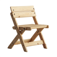 Simple Wooden Folding Chair with Light Finish, Transparent Background png