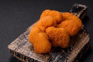 fried chicken pane chicken breast fillets isolated on white background photo