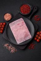 Ham cut into square slices for making delicious nutritious sandwiches photo