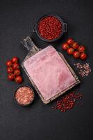 Ham cut into square slices for making delicious nutritious sandwiches photo