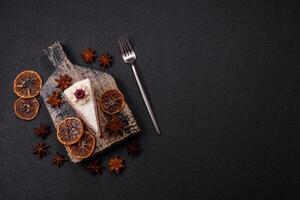 Sweet delicious cake with a layer of raspberry jam photo