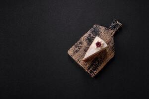 Sweet delicious cake with a layer of raspberry jam photo