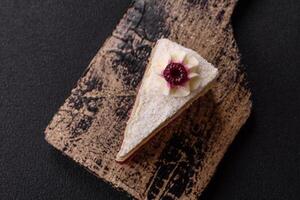 Sweet delicious cake with a layer of raspberry jam photo