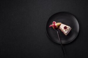 Sweet delicious cake with a layer of raspberry jam photo