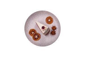 Sweet delicious cake with a layer of raspberry jam photo