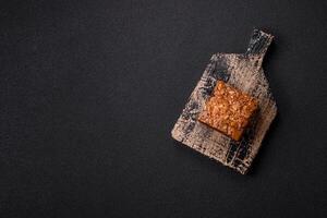 Chocolate sweet brownie cake in a square shape photo