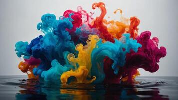Abstract ink in water creating colorful swirls, liquid dynamics, vibrant, artisn'ttic. photo