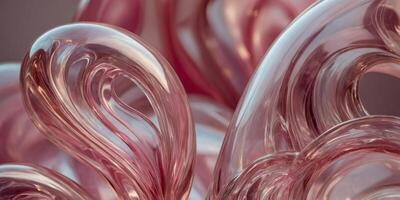 Abstract Glass Sculpture with Smooth Curves and Translucent Pink Hues. photo