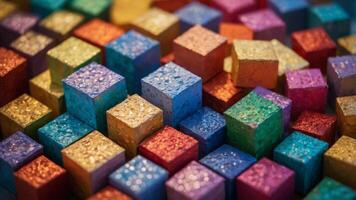 Abstract colorful background with colorful shabby boxes. photo