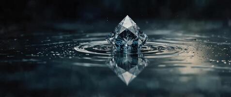 A serene watercolor sketch of a diamond-shaped frame created from a gentle stream its peaceful flow contrasting beautifully with a dark. photo