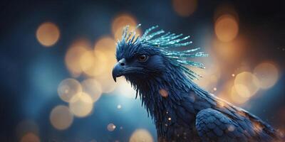 digital blue phoenix bird , into cybersecurity solutions, the ability to rise from challenges and safeguard digital infrastructures with proactive threat detection and response. photo