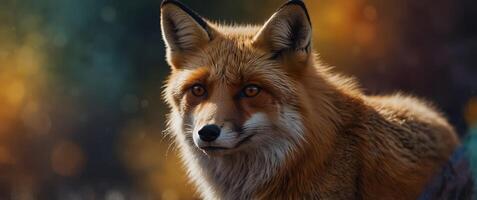 Fox in front-facing, colorful, abstract geometric design. photo