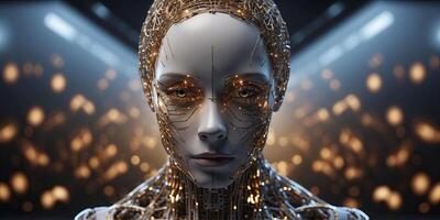 Artificial intelligence concept with neural network representation and binary code background,. photo