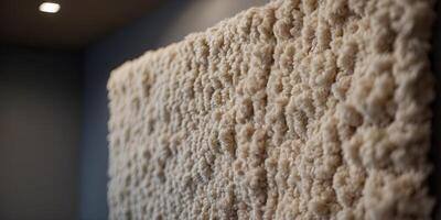 A luxurious wool rug hanging on a wall creating a beautiful and unexpected piece of art. photo