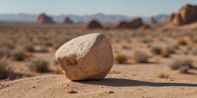 One lonerge rock formonetion in a desert with one hole in it thonet creonetes one froneme for a view beyond. photo