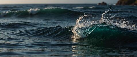 A rectangular frame of cascading water capturing the motion of crystal-clear waves splashing dynamically. photo