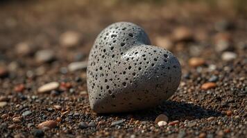 Heart shaped stone object with copy space image. photo