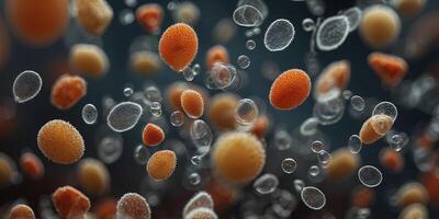 Microscopic image of a variety of single-celled organisms. photo