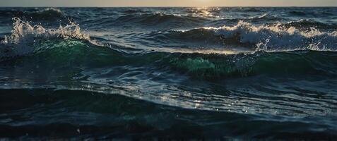 A rectangular frame of cascading water capturing the motion of crystal-clear waves splashing dynamically. photo
