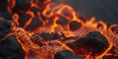 A circular lava frame with dynamic swirls of lava simulating the fluid motion of a volcanic eruption. photo